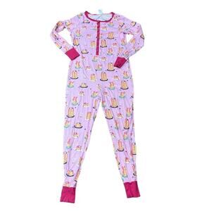Nite Nite by Munki Munki Pancake Stacks One Piece Cotton Pajamas Medium
